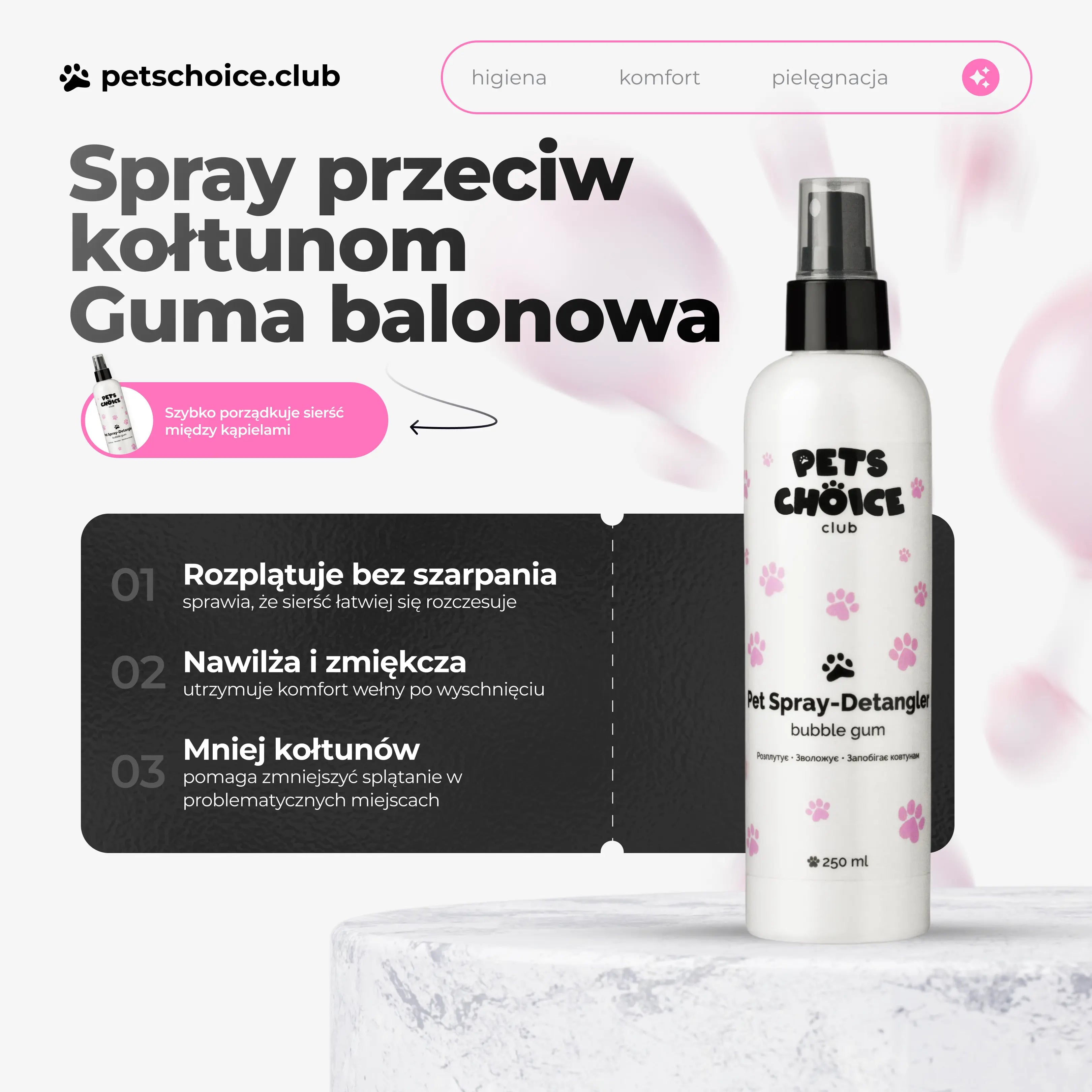 Spray ułatwiający rozczesywanie sierści psa, 250 ml