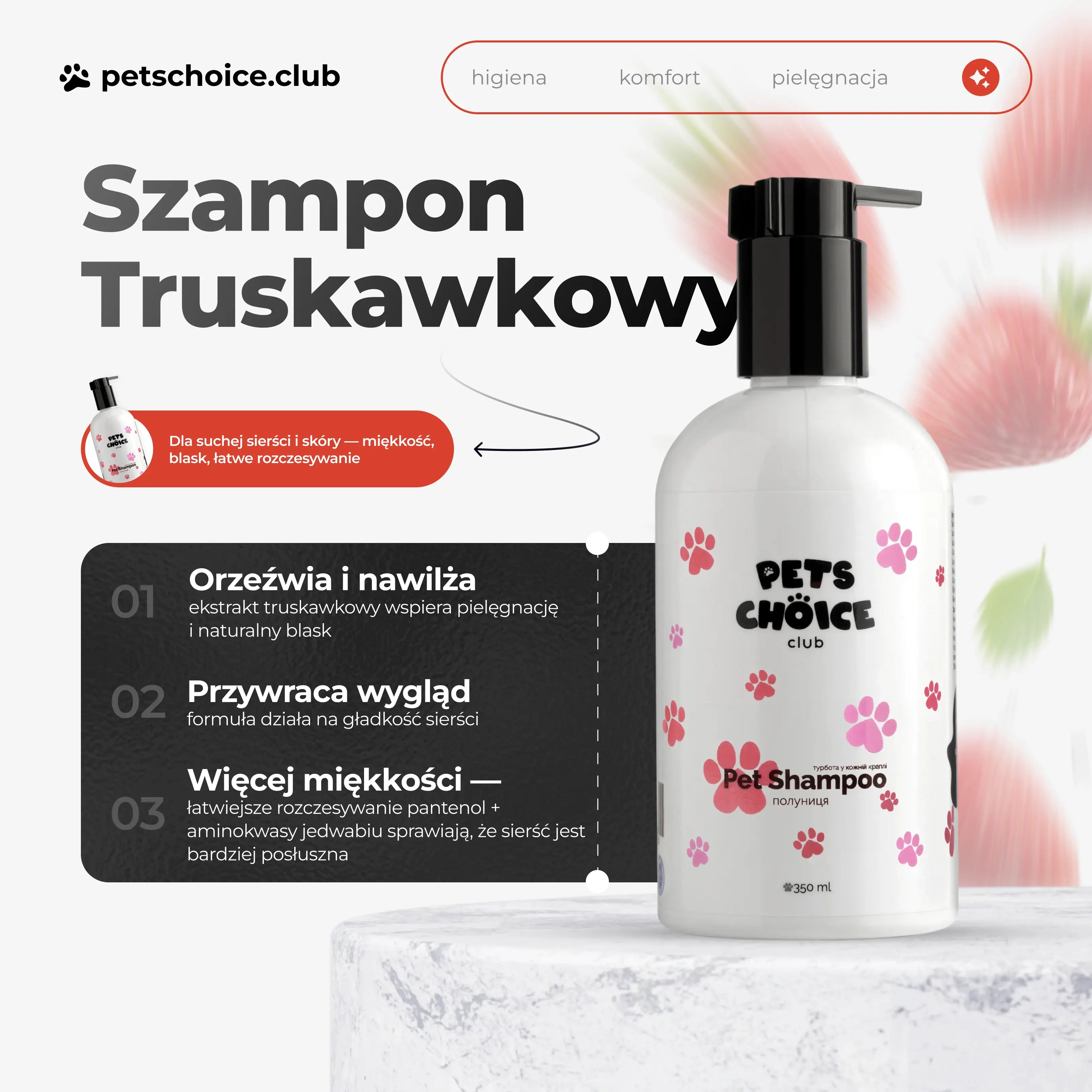 Szampon do pielęgnacji psa, zapach truskawkowy, 350 ml