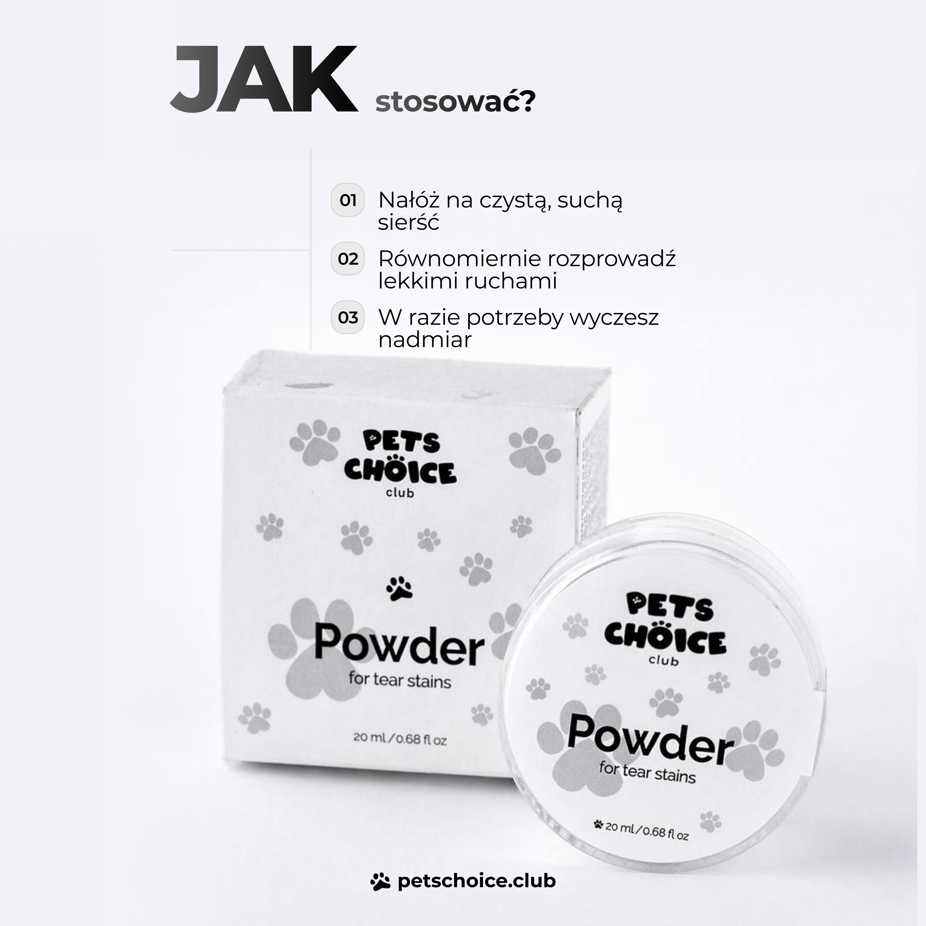 Puder do pielęgnacji okolic oczu psa, 20 g