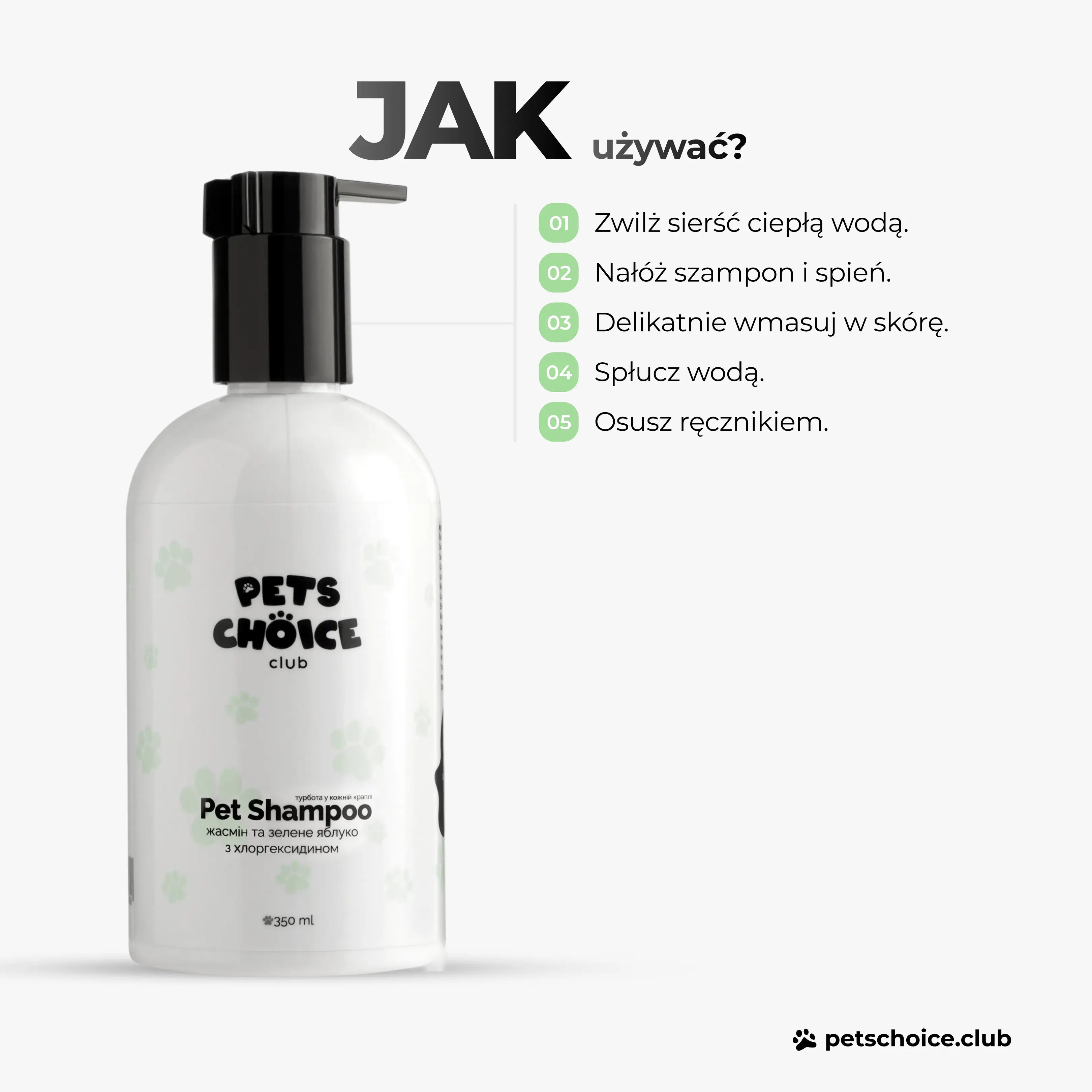 Szampon pielęgnacyjny dla psów, jaśmin i zielone jabłko, 350 ml