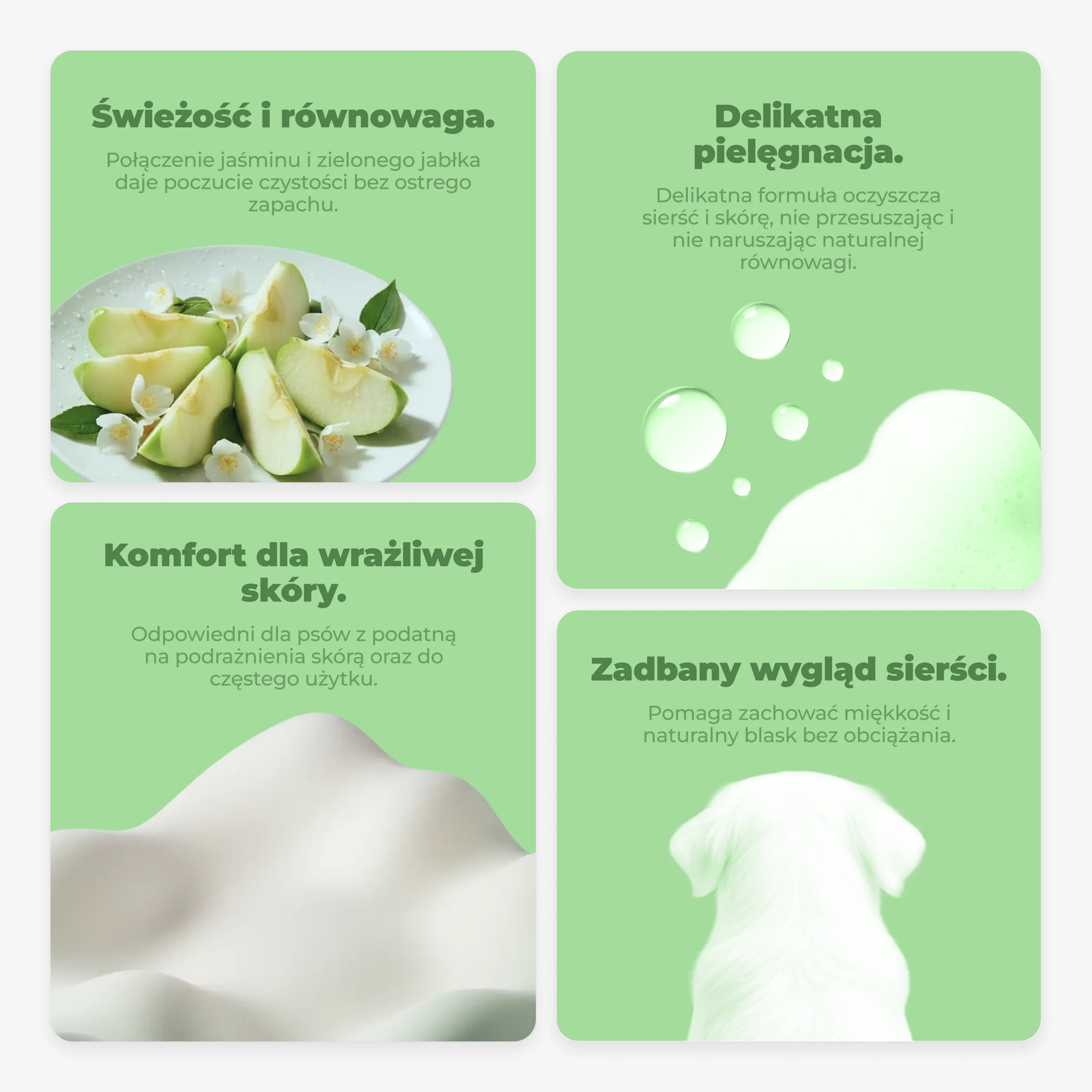 Szampon pielęgnacyjny dla psów, jaśmin i zielone jabłko, 350 ml