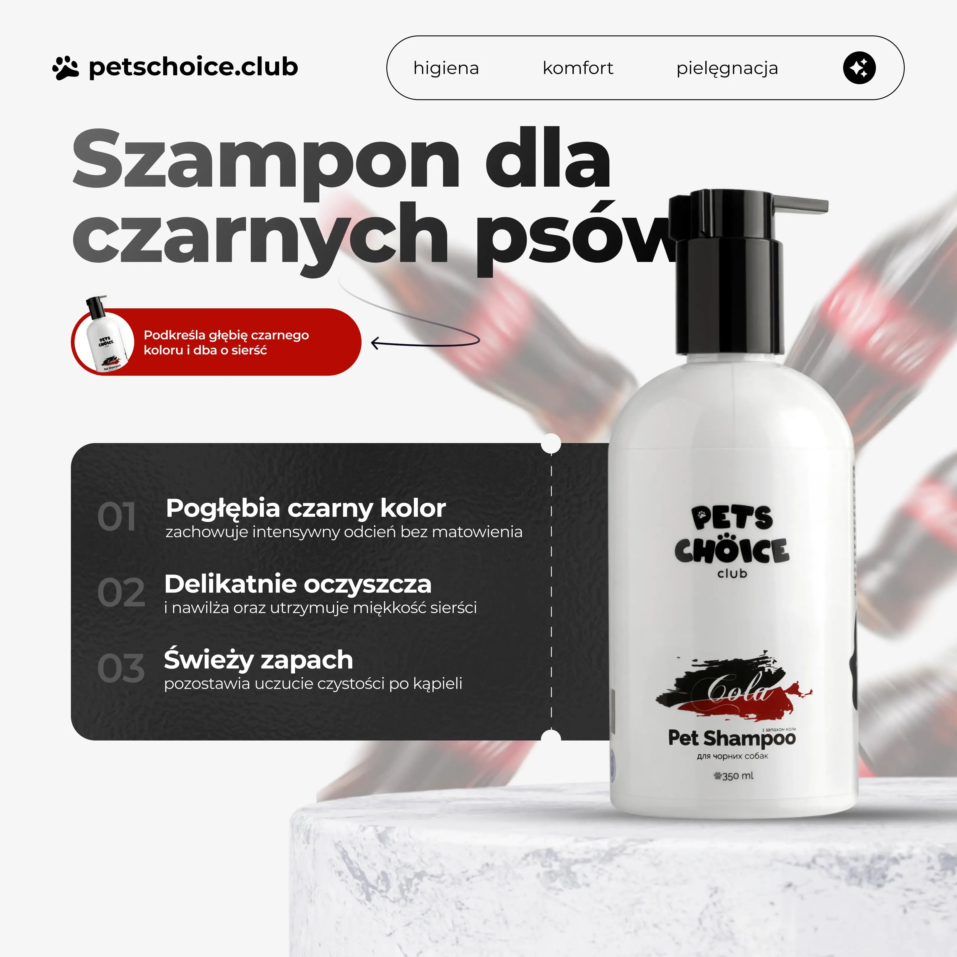 Szampon do pielęgnacji ciemnej sierści psa, 350 ml
